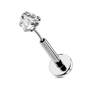 Boucles d'oreilles en acier inoxydable en forme de cœur avec zircon, bijoux de piercing - Product Image 1