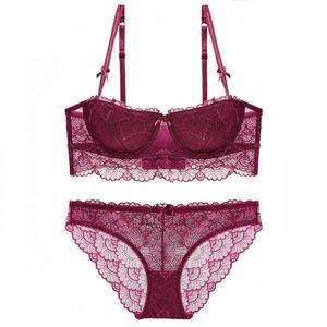 Set <span class=keywords><strong>reggiseno</strong></span> e mutandine in pizzo da donna Li Yan alla moda Lingerie Sexy con sezione sottile francese 1/2 <span class=keywords><strong>mezza</strong></span> tazza di pizzo Sexy <span class=keywords><strong>reggiseno</strong></span> intimo da donna - Product Image 3