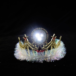 زينة حفلات تنكرية تضيء بوميض تاج شعر الأمير تاج بإضاءة مع إكسسوارات رقيقة معدنية لعيد الميلاد - Product Image 4