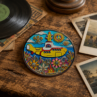 Pièce commémorative en relief double face « Yellow Submarine » 1968, motif « Love Imagination Psychedelic Flower », artisanat métallique, souvenir