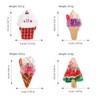 Pince à cheveux en acétate motif cône de glace fraîche d'été et pastèque, taille moyenne, type pince requin, accessoires capillaires mignons pour le printemps