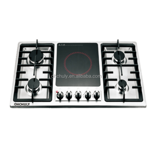 Wholesale Cheap Prices 5 Burner Electric Hob Built-in Tempered Glass Stainless Steel Surface Cooktop
