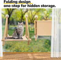 Lit pour chat en bois moderne, pliable, écologique et peu encombrant, avec hamac de fenêtre à ventouse et perchoir de fenêtre pour chat à ventouse