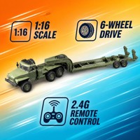 Camion tracteur RC à l'échelle 1/16, semi-remorque surbaissée 6x6, télécommande 2.4G, 3 canaux, fonction 'Suivez-moi', prêt à l'emploi, drift, chargeur métallique