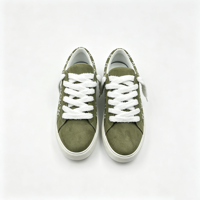 Nouvelles baskets tendance pour femmes à bout rond, vert armée, imprimé intégral, lacets épais et moelleux, chaussures pour tous les jours