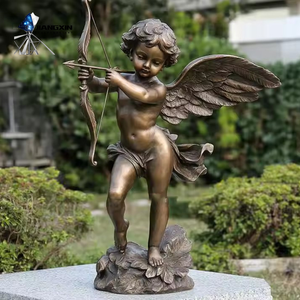Cupidon Archer Angel-Sculpture en bronze artisanale avec ailes détaillées et draperie fluide (statue de pièce maîtresse de jardin) - Product Image 2