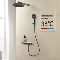 Ensemble de robinet de douche mural intelligent à 3 voies Mélangeur de pluie en laiton Finition chromée Noyau de valve en céramique Support mural caché Technologie japonaise