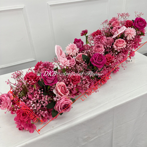 Camino de Mesa Floral Personalizado de Fábrica DKB, Decoración para Recepción de Bodas, Camino de Mesa con Flores Artificiales, Hileras de Flores Largas - Product Image 2