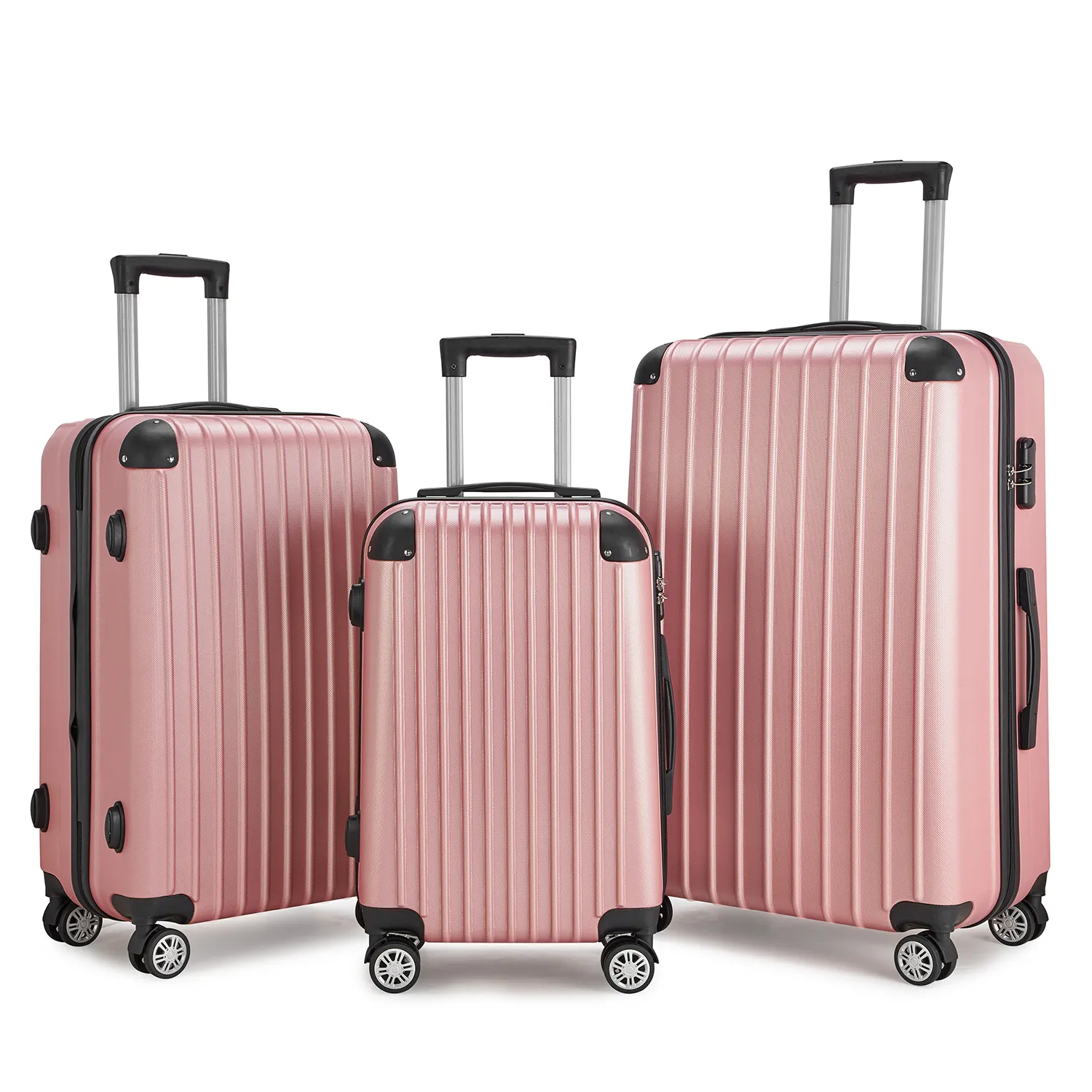 Ucuz toptan Abs seyahat arabası bagaj setleri bavul seyahat tekerlekli çantalar 3 adet bavul fermuar bagaj taşımak