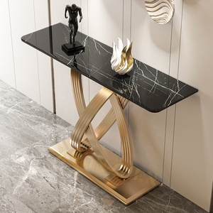 Meubles de salon Tables <span class=keywords><strong>console</strong></span> d'entrée en acier inoxydable Plateau en <span class=keywords><strong>marbre</strong></span> pour couloir Table <span class=keywords><strong>console</strong></span> noire Tables <span class=keywords><strong>console</strong></span> - Product Image 5