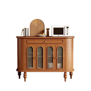 French Retro Style <b>Sideboard</b> Cabinet Cherry Black 4 Compartments Storage Living Room Dining Room Cabinet - Product Image 4