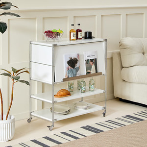 Bauhaus Style <b>Storage</b> <b>Cabinet</b> 3 Tier Mobile Living Room Magazine Shelf With Wheels For Home Organization - Product Image 2