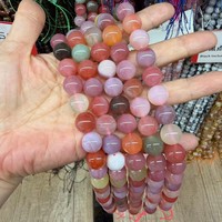 Perles rondes lisses en agate naturelle Yanyuan, mélange de couleurs, pour la fabrication de bijoux DIY, brin de 15 pouces