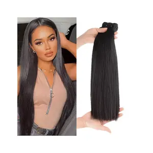 Top Selling Wholesale Indian Human Hair Extensions Super Double Drawn Bone Black Straight Hair Bundles High Quality Raw