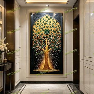 Venta directa de fábrica, personalización al por mayor, arte islámico para pared con marco, inspiración decorativa, pintura en porcelana de cristal. - Product Image 4