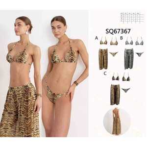 Costume da bagno bikini a triangolo da donna, due pezzi, estivo, da spiaggia, con reggiseno all'americana e slip a vita alta con laccetti laterali, nuovo, all'ingrosso SQ67367 - Product Image 1