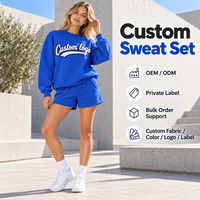 Ensemble de survêtement 2 pièces pour femme, col rond, sweat-shirt oversize et short, tenue douce pour les sorties décontractées quotidiennes