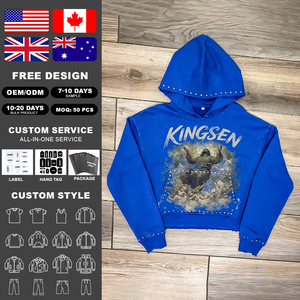 Sweat à capuche graphique DTG personnalisé Y2K, coupe oversize, effet vieilli, style gothique clouté, streetwear pour homme - Product Image 2
