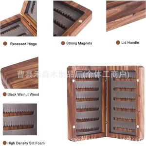 Boîte à leurres pour la pêche à la mouche, en bois de noyer noir, boîte pour hameçons et leurres artificiels, taille moyenne, pêche à la mouche, boîte en bois, pêche - Product Image 3