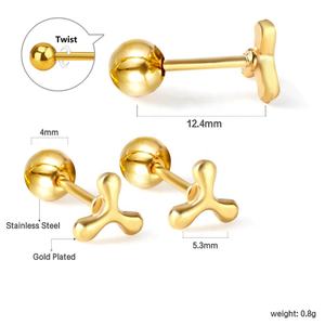 Pendientes de Acero Inoxidable con Diseño Innovador Vallum, Bañados en Oro de 18k, Tipo Broche de Bola, Joyería para Mujer, Venta al por Mayor - Product Image 2
