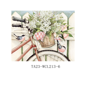 Quadro su tela con bicicletta floreale ad acquerello, stampe di biciclette vintage con ghirlanda per decorazioni d'ingresso - Product Image 5