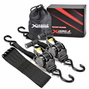 Lot de 2 sangles <span class=keywords><strong>d</strong></span>'<span class=keywords><strong>arrimage</strong></span> à cliquet auto-rétractables robustes de 1 po x 10 pi (1500 lb / 680 kg) pour moto - Product Image 1