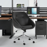 Chaise de bureau pivotante de style moderne et luxueux, dossier haut en cuir PU, avec structure en bois courbé, accoudoirs réglables
