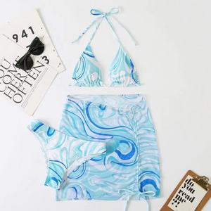 Conjunto de Bikini de 3 Piezas con Cordón Ajustable y Estampado en Espiral de Alta Calidad para Mujer, Traje de Baño Sexy con Estampado, Nuevo - Product Image 1