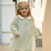 Robe de princesse en maille pour filles DB1260813 DAVE BELLA, nouvelle collection printemps, tenue pour bébé et enfant, broderie florale, robe douce et mignonne