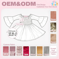 Robe évasée à col carré et manches cloche double couche, avec buste smocké, design personnalisé, douce et fluide, pour petites filles, idéale pour les fêtes