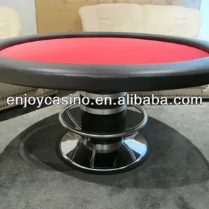 58" Round Professional Casino Poker Table w/ Pedestal Leg & Foot Rail