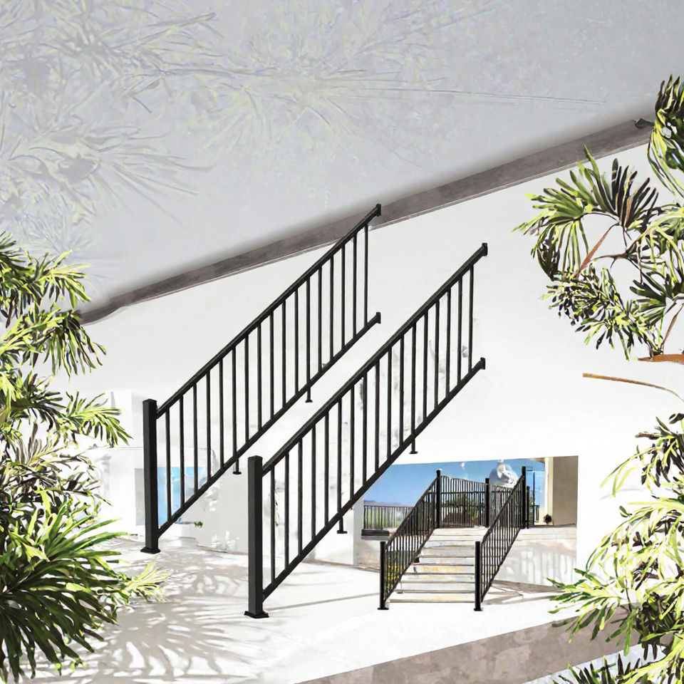 Stairs With Rope Railing Aluminum Stair Railing System DIY No Welding Pipe Railing Kit Custom ...