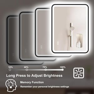 CF Black Gold Metal <strong>Frame</strong> Anti-Fog Stepless Dimmable 3 Colors Temperature Frontlit Backlit LED Vanity Makeup Bathroom Mirror - Product Image 4