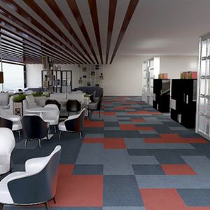 กระเบื้องพรมสำนักงานลายพิมพ์โมเดิร์นแบบจัตุรัสหลากสีสัน ผลิตจากผ้าแจ็คการ์ด ลูปพอยล์ ไนลอน พร้อมแผ่นรองพื้นพีวีซี - Product Image 1