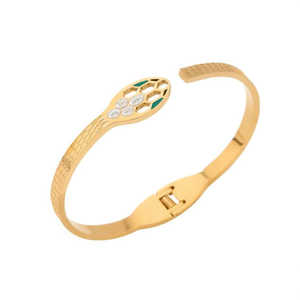 Bracelet en acier inoxydable en forme de serpent, plaqué or, bijoux tendance, cadeau unisexe - Product Image 2