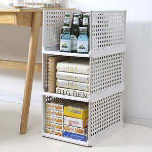 PP plastic Foldable Clothes Shelf Baskets collapsible folding Stackable Closet Wardrobe Storage Box Drawer