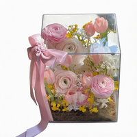 Boîte carrée transparente en acrylique pour fleurs/gâteaux, épaissie, personnalisable, pour emballage cadeau et artisanat, vide, faite à la main, DIY