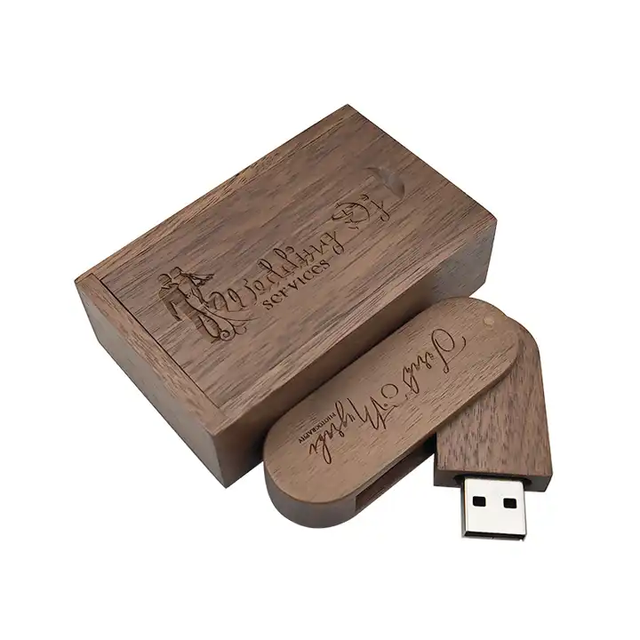 Wholesale Hot Sale Wooden Swivel USB Flash Drive Gift Box with Custom Logo 2.0 4GB 8GB 16GB USB Stick 3.0 64GB 128GB Pendrive