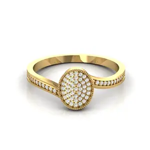 Desain bentuk Oval berkilau Cluster berlian cincin pertunangan di 14kt kuning putih mawar emas 2.27 gram perhiasan indah hadiah ulang tahun