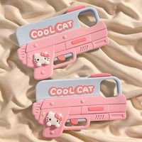 Focus 3D dessin animé chat pistolet silicone antichoc accessoires de téléphone portable étui pour iPhone 11 12 13 14 15 Pro Max