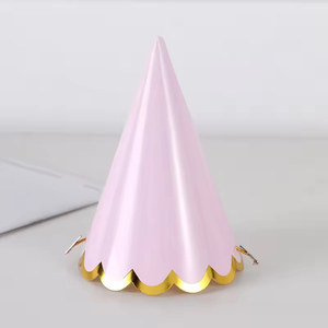 Chapeau d'anniversaire conique coloré unisexe avec bordure dorée, décoration de fête essentielle pour enfants et adultes, accessoires pour photomaton - Product Image 6