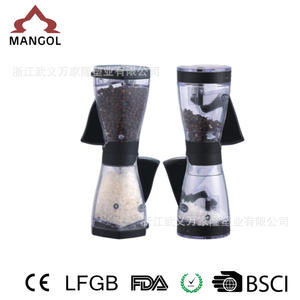 Molinillo de pimienta manual Mangol de 7.4*9.9*20.5 cm con doble cilindro de molienda y tapa de plástico para sal marina y pimienta de Sichuan - Product Image 3