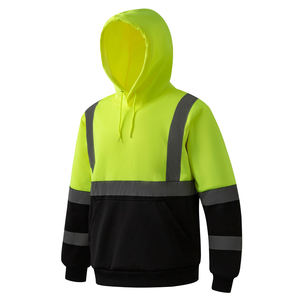 Sudadera con capucha de alta visibilidad y reflectante en colores sólidos, ropa de trabajo de seguridad reflectante de alta calidad con cremallera. - Product Image 3