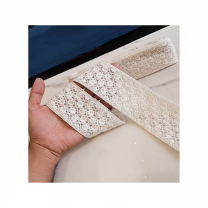 Custom Made Machine Embroidered Ribbons & <b>Laces</b> in Various Designs & in <b>White</b> Colour Floral <b>Lace</b> for Wedding Dresses - Product Image 1