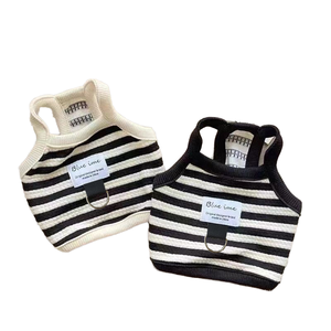 Super Sept OEM rompi kucing katun imut untuk anjing kaus bergaris anak anjing baju musim dingin ukuran <span class=keywords><strong>XXL</strong></span> untuk musim panas pakaian hewan peliharaan Musim Semi - Product Image 1