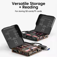 Boîtier de stockage et adaptateur lecteur USB 3.0 5-en-1 avec câble USB/Type-C, prend en charge la lecture simultanée de 5 ports pour gestionnaire de stockage de cartes SD/TF