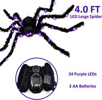 Araignée à LED poilue réaliste | Araignée araignée géante lumineuse avec pattes pliables pour décorations d'Halloween | Araignées d'Halloween