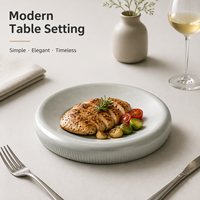 Assiette à dîner en mélamine au design contemporain, gris mat, forme de baril, résistante aux chocs, passe au lave-vaisselle, écologique, pour hôtel, banquet