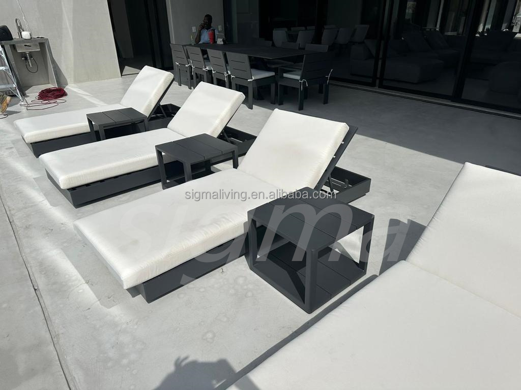 Garden furniture set chaise metal aluminum outdoor lounger sunbed