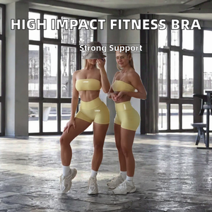 Wholesale DF Bandeau Bra High <b>Support</b> Lightweight Simple Seamless Workout Fitness Gym Custom Tube <b>Crop</b> <b>Top</b> Sports Yoga Tank Bra - Product Image 2